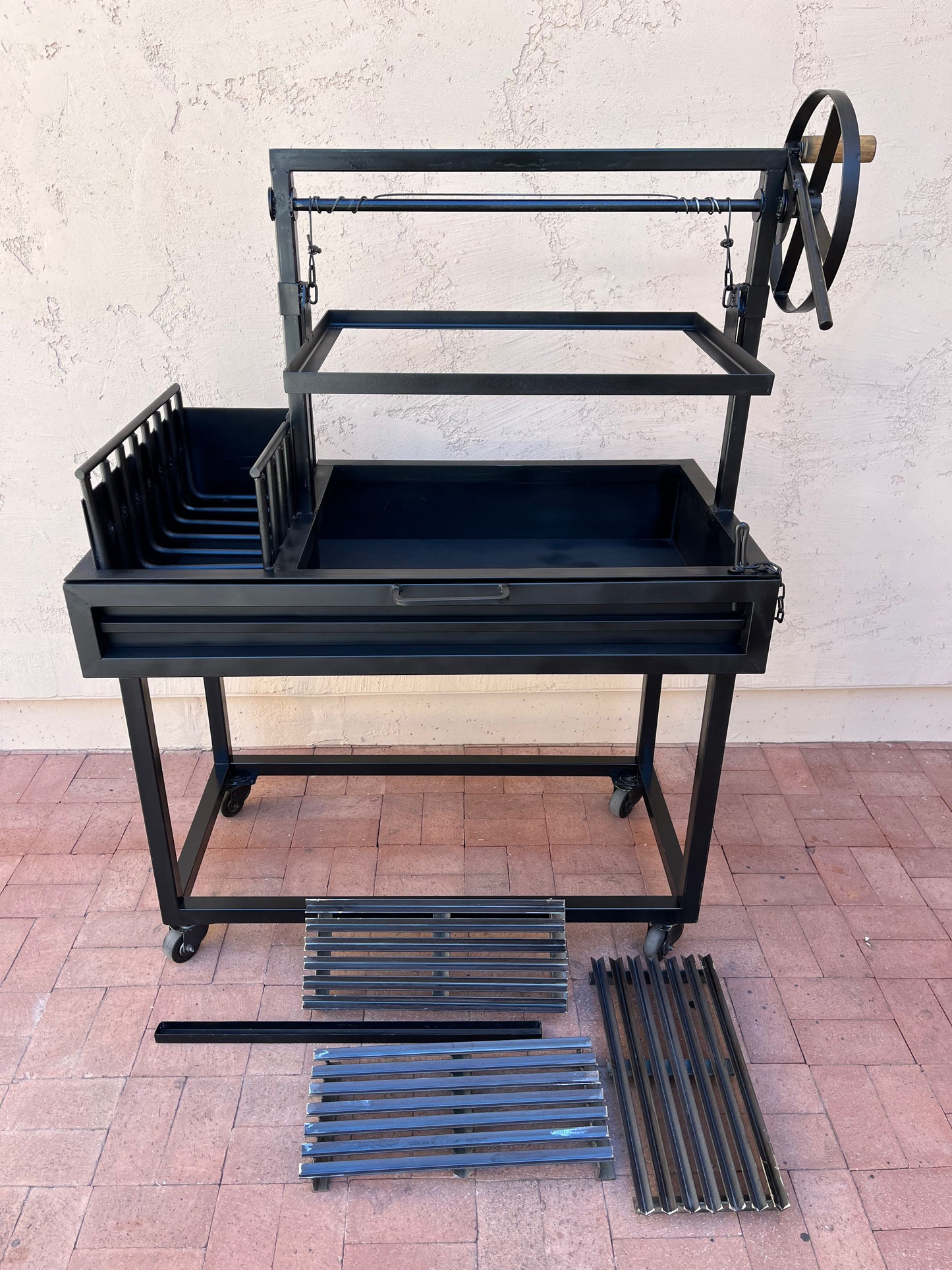 Argentine Grill w/ Brasero firebox and V Grates w/drip tray - 44" by 24"