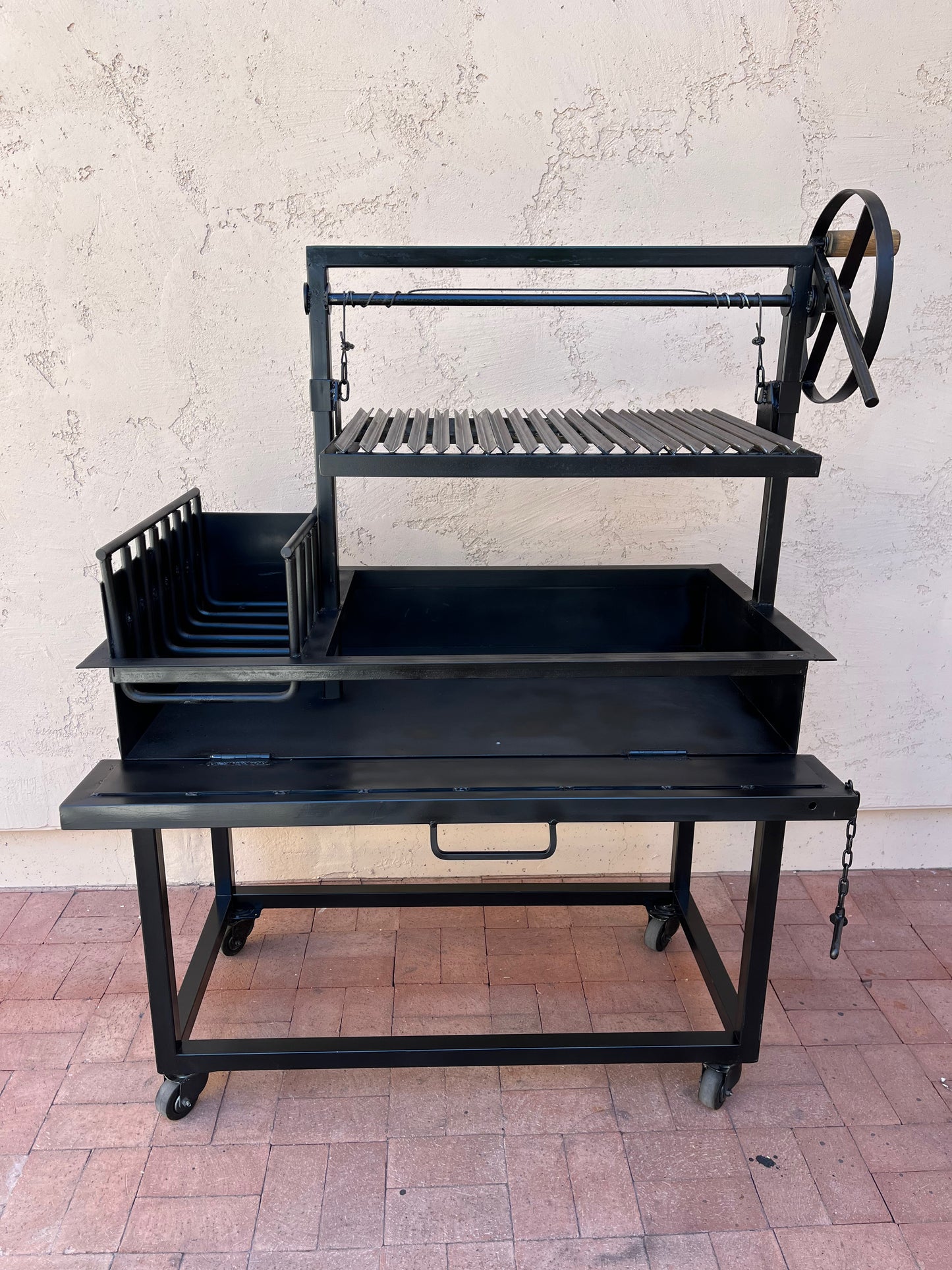 Argentine Grill w/ Brasero firebox and V Grates w/drip tray - 44" by 24"