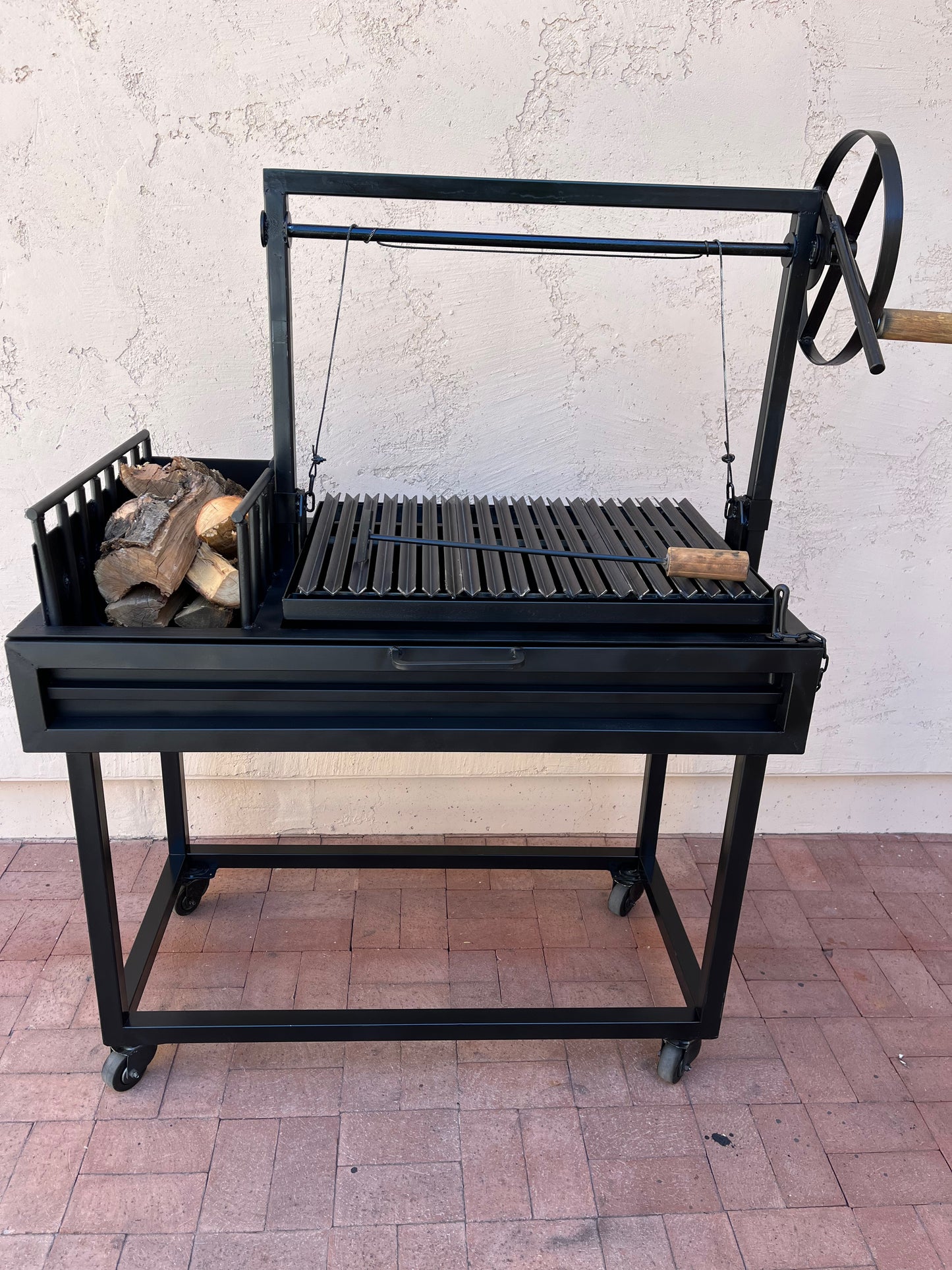 Argentine Grill w/ Brasero firebox and V Grates w/drip tray - 44" by 24"