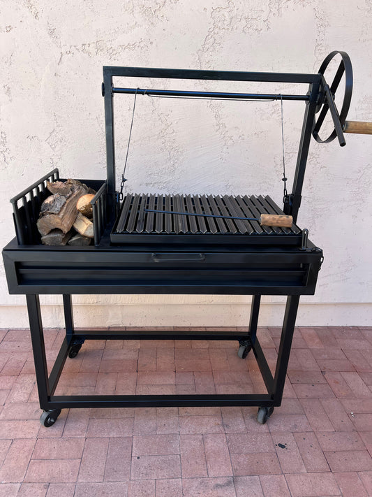 Argentine Grill w/ Brasero firebox and V Grates w/drip tray - 44" by 24"