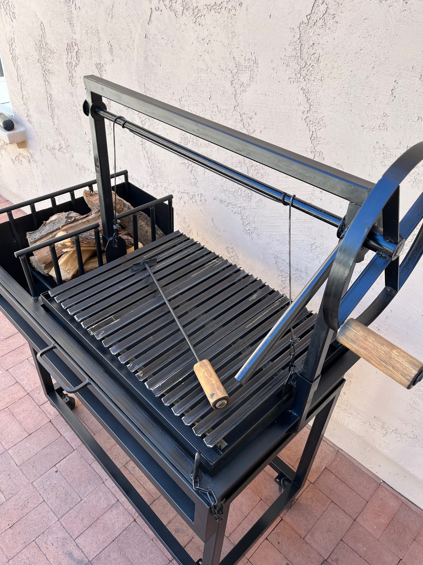 Argentine Grill w/ Brasero firebox and V Grates w/drip tray - 44" by 24"