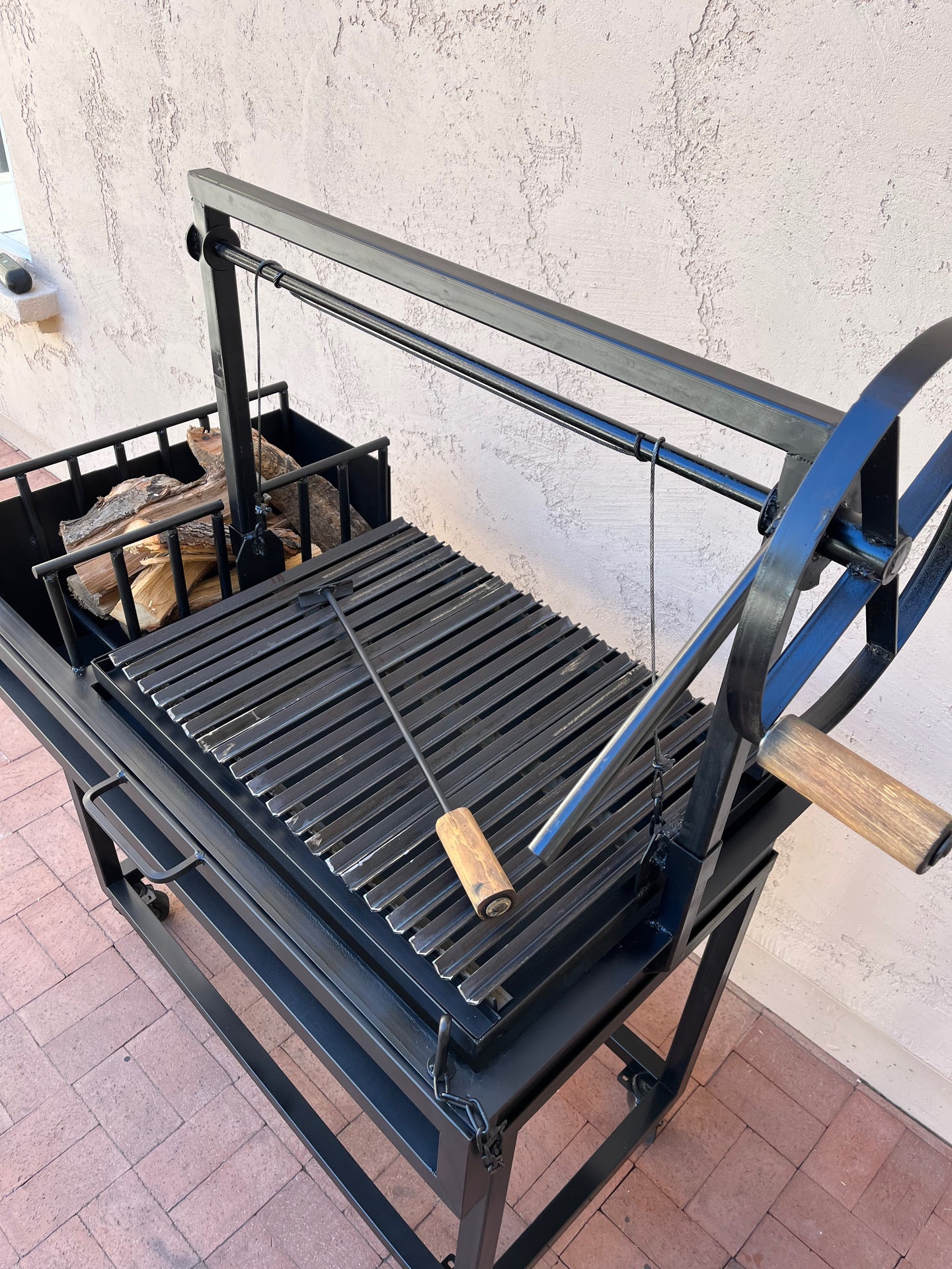Argentine Grill w/ Brasero firebox and V Grates w/drip tray - 44" by 24"